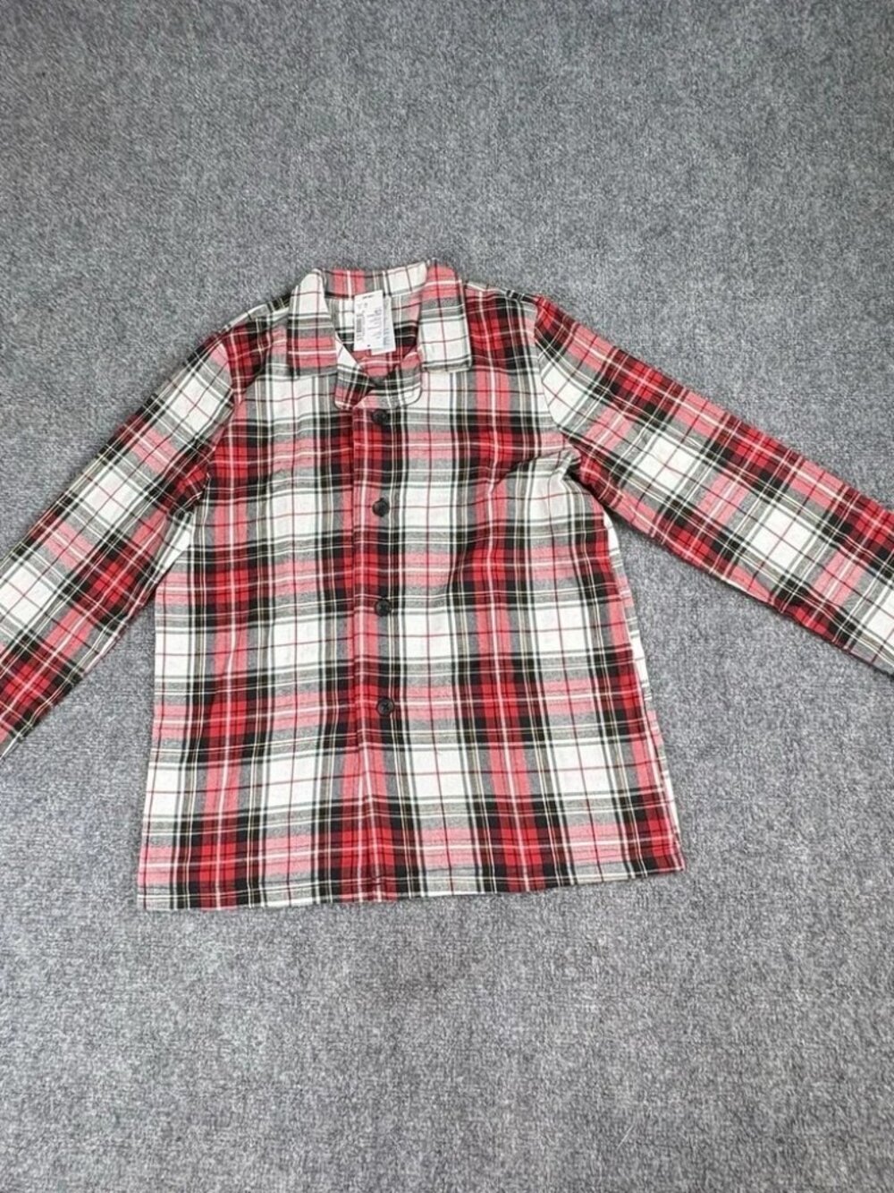 The Children's Place Plaid Pajama Top Girls L 10/12 Red Black Flannel Holiday
